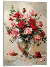 Tableau en aluminium Heart vase with roses - TAlex