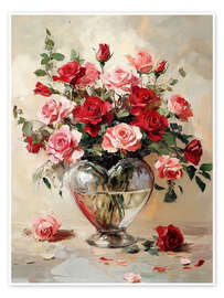 Poster Heart vase with roses - TAlex