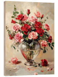 Wood print Heart vase with roses - TAlex