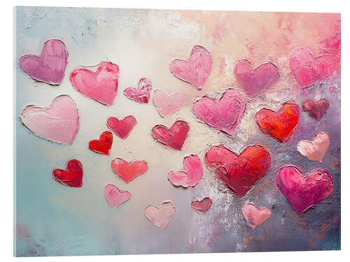 Akrylglastavla Pink Hearts