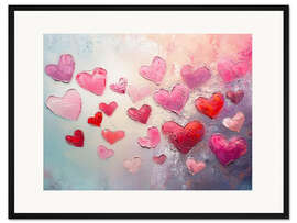 Gerahmter Kunstdruck Pink Hearts
