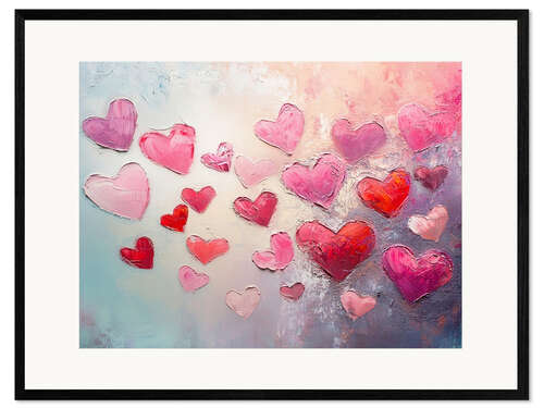 Framed art print Pink Hearts