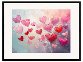 Framed art print Pink Hearts