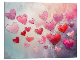 Stampa su plexi-alluminio Pink Hearts