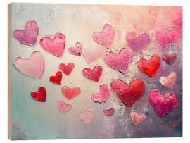 Wood print Pink Hearts - TAlex