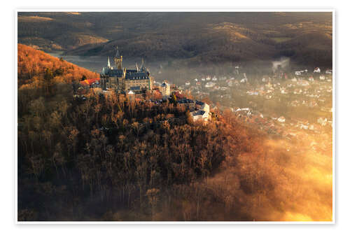 Poster Wernigerode Castle in the autumn evening sun