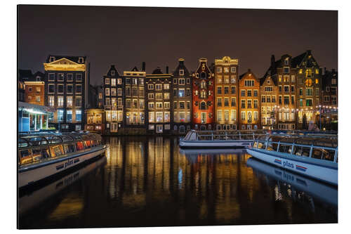 Aluminium print Amsterdam by night