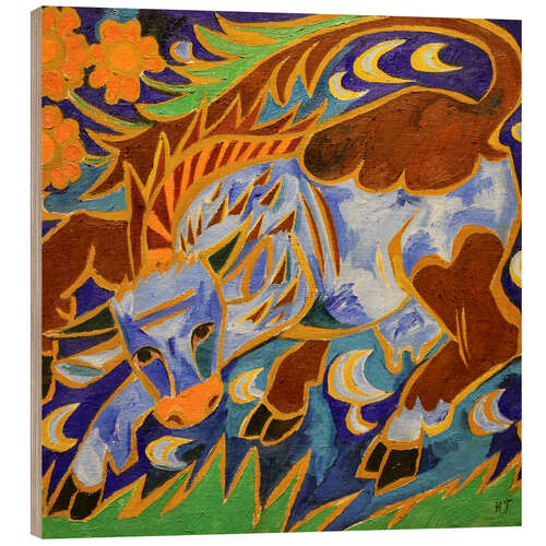 Quadro de madeira Blue Cow