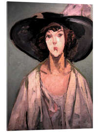 Tableau en verre acrylique Femme au chapeau