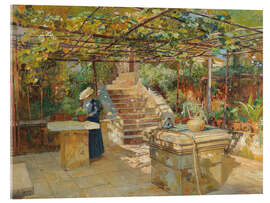 Stampa su vetro acrilico A flower lover on a sunny terrace - Marie Egner