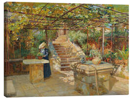 Canvas print A flower lover on a sunny terrace - Marie Egner
