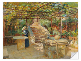 Wandsticker Eine Blumenliebhaberin auf der Sonnenterrasse