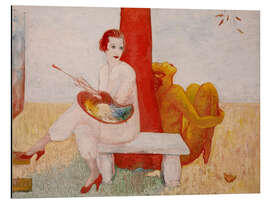 Alubild Selbstporträt mit Palette (Künstler und Faun)