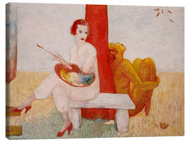 Leinwandbild Selbstporträt mit Palette (Künstler und Faun) - Florine Stettheimer
