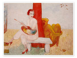 Wall print Self-portrait with palette (artist and faun) - Florine Stettheimer