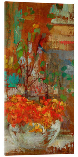 Tableau en verre acrylique Composition with nasturtiums