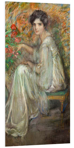 Hartschaumbild Junge Frau mit Rosen, 1924