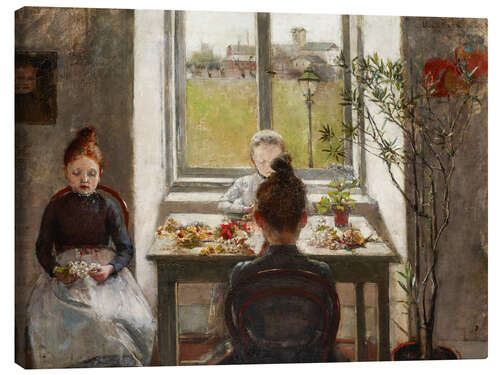 Leinwandbild Mädchen und Blumen