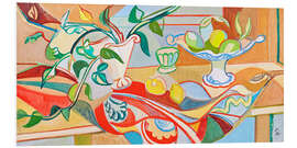 Cuadro de PVC Still Life with Fruit Plate and Flowers