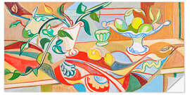 Wandsticker Stilleben mit Obstteller und Blumen