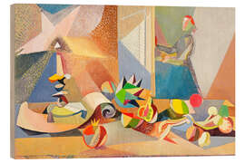 Tableau en bois Composition with pink and brown background - Greta Knutson-Tzara