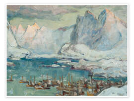 Wandbild Svolvær in der Fischereisaison, Lofoten, 1934 - Anna Katarina Boberg