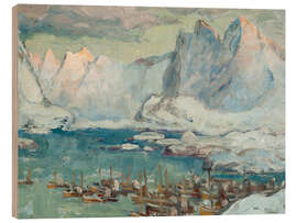 Wood print Svolvær during the fishing season, Lofoten, 1934 - Anna Katarina Boberg