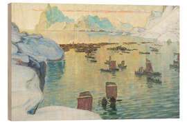 Wood print The Fishing Fleet Going Out, North Norway - Anna Katarina Boberg