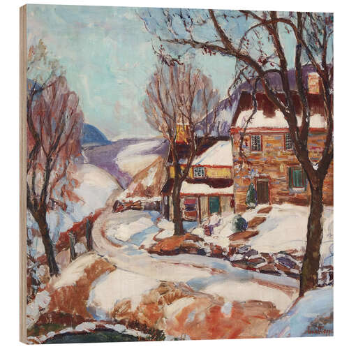 Wood print Lumberville house in winter, 1935