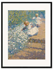 Gerahmter Kunstdruck Blumenpflücken