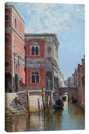 Canvastavla Gondoliers on a Venetian Canal - Antonietta Brandeis
