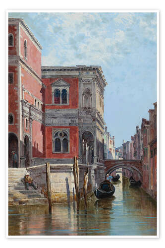 Poster Gondoliers on a Venetian Canal