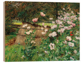 Holzbild Im Bauerngarten - Olga Wisinger-Florian