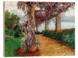 Holzbild Eine mit Glyzinien bewachsene Pergola, Villa Haas