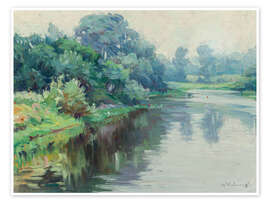 Tableau A calm river on a gray day - Mabel May Woodward