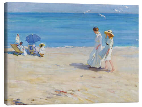 Tableau sur toile Mer bleue sur la plage de Saint Malo