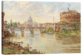 Stampa su tela Vista di Roma con Castel Sant'Angelo - Antonietta Brandeis