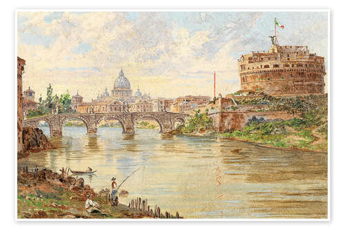 Poster View of Rome with Castel Sant'Angelo