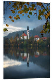 Stampa su vetro acrilico Autumn at Lake Bled, Slovenia - Martin Podt