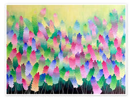 Wall print Field of Rainbow Flowers - Maria Tuzhilkina