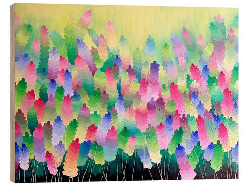Cuadro de madera Field of Rainbow Flowers