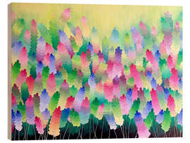 Cuadro de madera Field of Rainbow Flowers - Maria Tuzhilkina