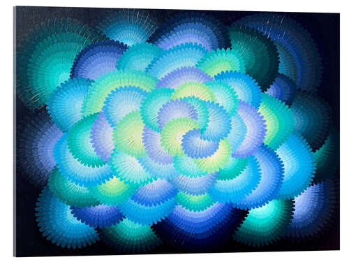 Tableau en verre acrylique Blue Space Flowers