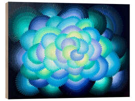 Print på træ Blue Space Flowers - Maria Tuzhilkina