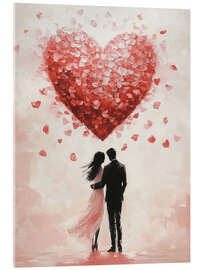 Tableau en verre acrylique Valentines Day Romantic Couple with Red Heart - TAlex