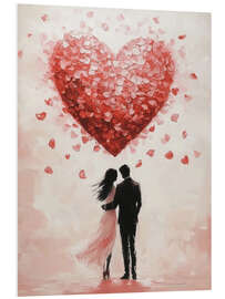 Hartschaumbild Romantisches Paar am Valentinstag mit rotem Herz