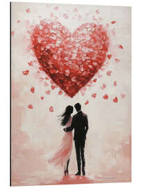 Magnettafel Romantisches Paar am Valentinstag mit rotem Herz