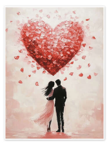 Poster Valentines Day Romantic Couple with Red Heart