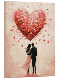 Quadro de madeira Valentines Day Romantic Couple with Red Heart - TAlex