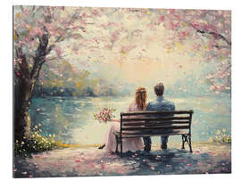 Gallery Print Romantisches Paar am Valentinstag unter Kirschblütenbaum